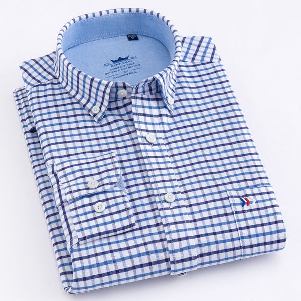 men's casual long sleeve oxford cotton plaid striped shirts single patch pocket standard-fit button-down thick men's clothing c121, White;black
men's casual long sleeve oxford cotton plaid striped shirts single patch pocket standard-fit button-down thick men's clothing c121, White;black