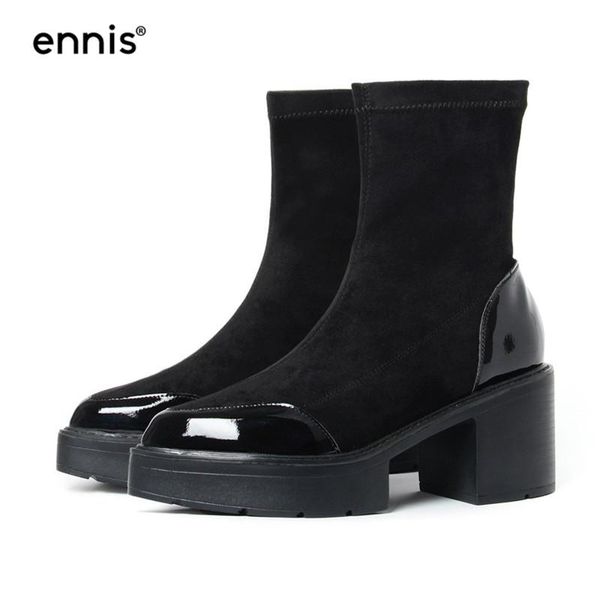 ennis 2020 autumn platform women boots pointed toe patent leather ankle boots square high heel stretch fashion shoes a9111, Black
ennis 2020 autumn platform women boots pointed toe patent leather ankle boots square high heel stretch fashion shoes a9111, Black