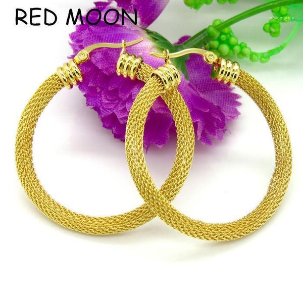 

wholesale- plated women gift aretes acero inoxidable mujer fashion jewelry stainless steel mesh wives round fancy hoop earrings1, Golden;silver