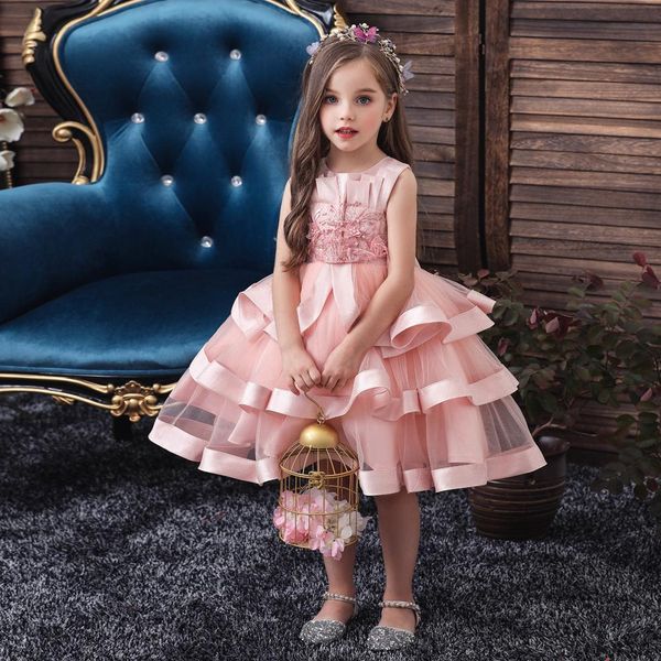 european and american girls' dress wedding flower girl dress with diamond embroidery mesh princess cake skirt, White;blue
european and american girls' dress wedding flower girl dress with diamond embroidery mesh princess cake skirt, White;blue
