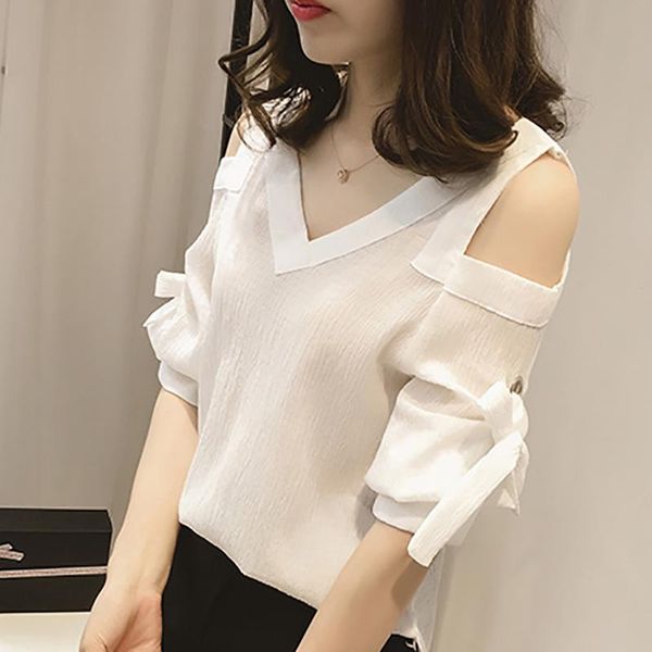 women shirts off shoulder v-neck striped solid blouse casual summer hollow out lace up bandage short sleeve plus size, White
women shirts off shoulder v-neck striped solid blouse casual summer hollow out lace up bandage short sleeve plus size, White