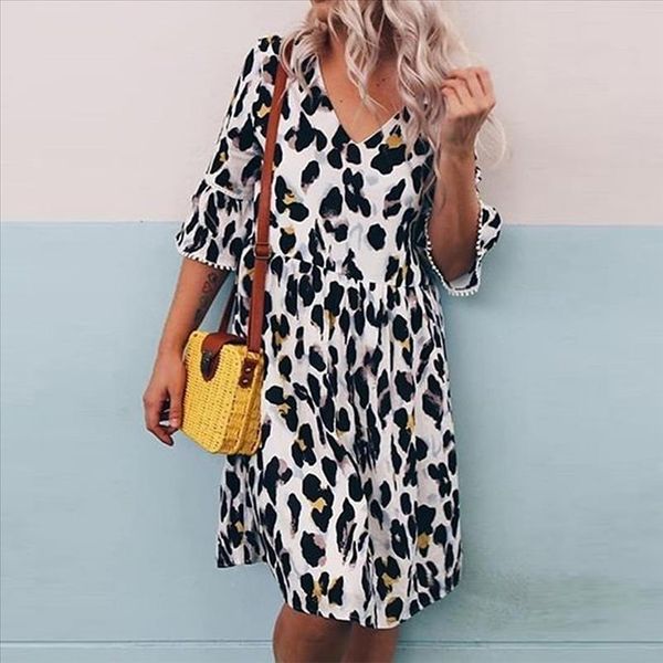 womens plus size summer dress v neck leopard print middle sleeve party dresses summer beach dress 2021 vestidos de verano new, Black;gray
womens plus size summer dress v neck leopard print middle sleeve party dresses summer beach dress 2021 vestidos de verano new, Black;gray