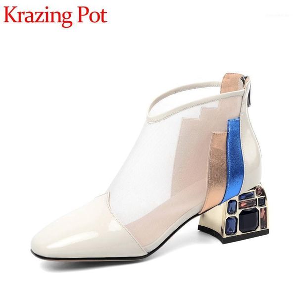 boots krazing pot natural leather air mesh square toe high heels zipper mixed colors gentlewomen summer breathable ankle l1f31, Black
boots krazing pot natural leather air mesh square toe high heels zipper mixed colors gentlewomen summer breathable ankle l1f31, Black