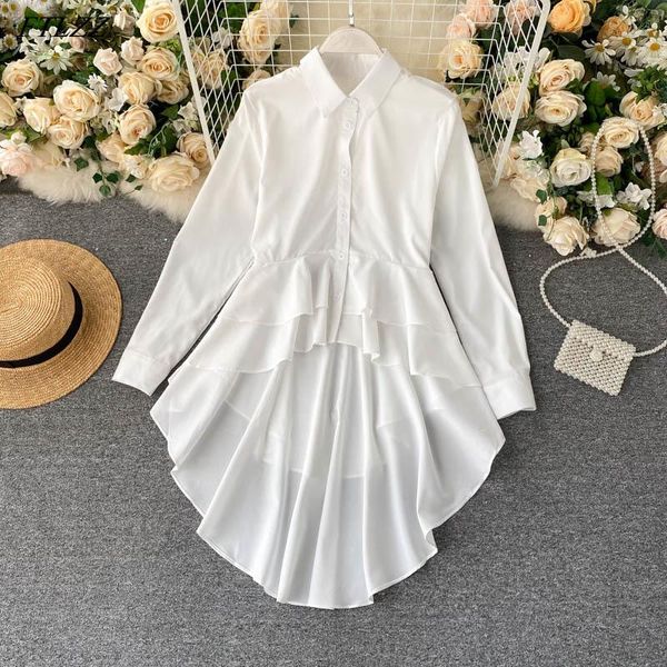 ftlzz new autumn elegant ruffled solid asymmetric shirt office lady notched collar button shirt top, White
ftlzz new autumn elegant ruffled solid asymmetric shirt office lady notched collar button shirt top, White