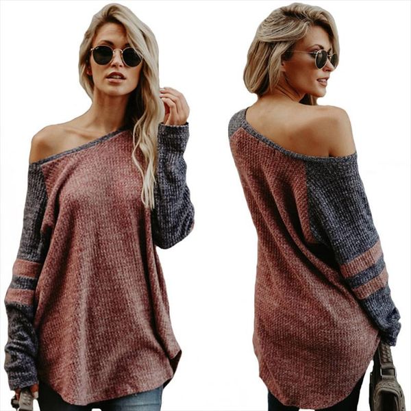 style 2021 autumn and winter patchwork striped print fashion female sweater computer knitted slash neck woman sweaters, White;black
style 2021 autumn and winter patchwork striped print fashion female sweater computer knitted slash neck woman sweaters, White;black