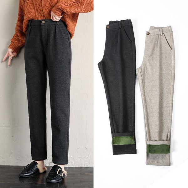 women's pants & capris women 2021 autumn winter fashion high waist harem female casual woolen ladies solid color loose warm trousers w4, Black;white
women's pants & capris women 2021 autumn winter fashion high waist harem female casual woolen ladies solid color loose warm trousers w4, Black;white