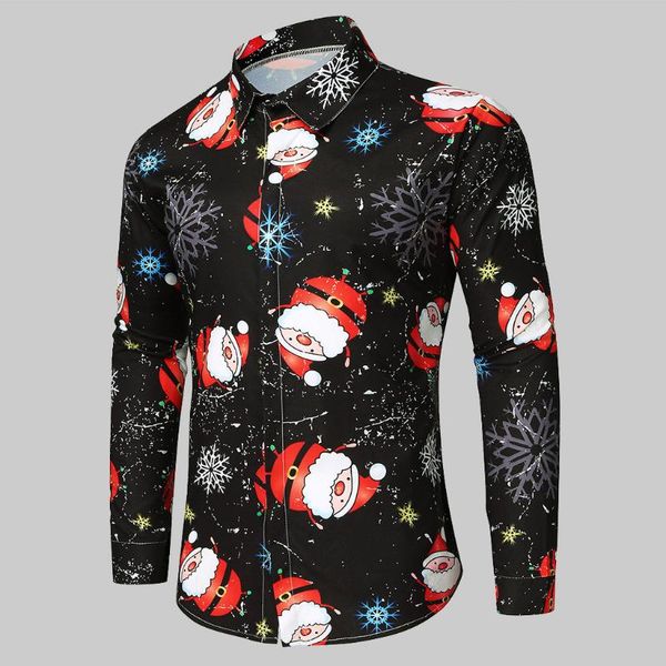 men's casual shirts snowflakes santa candy printed camisa slim fit men women christmas blouse social masculina, White;black
men's casual shirts snowflakes santa candy printed camisa slim fit men women christmas blouse social masculina, White;black
