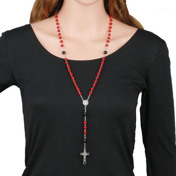 new natural red stone 8mm beads religious cross necklace catholic rosary st benedict connectors necklace1, Silver
new natural red stone 8mm beads religious cross necklace catholic rosary st benedict connectors necklace1, Silver