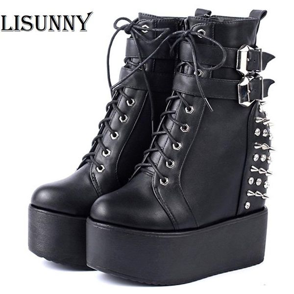 2020 round toe metal rivets ankel boots for women black white gothic female shoes drop shipping wedges high heels shoes
2020 round toe metal rivets ankel boots for women black white gothic female shoes drop shipping wedges high heels shoes