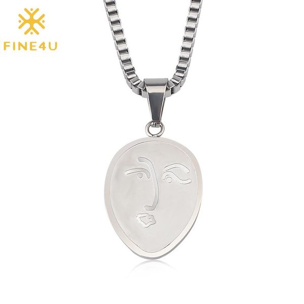 pendant necklaces fine4u n409 vintage abstract face necklace for men women stainless steel long box chain carved coin jewelry, Silver
pendant necklaces fine4u n409 vintage abstract face necklace for men women stainless steel long box chain carved coin jewelry, Silver