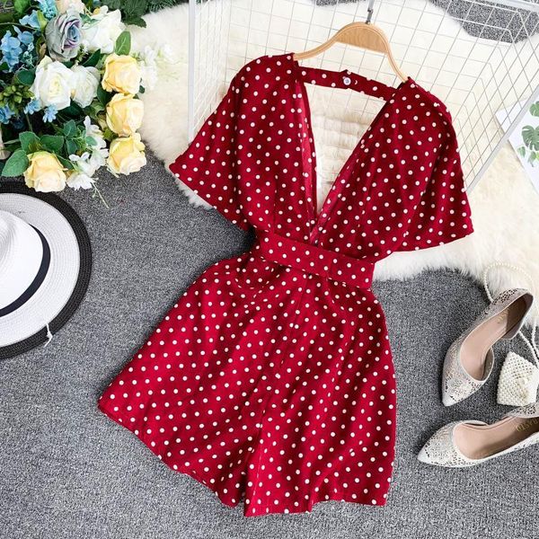 jumpsuit for women 2020 polka dot v-neck short sleeve playsuits retro backless drawstring slim waist beach bodysuit 43593 t200704, Black;white
jumpsuit for women 2020 polka dot v-neck short sleeve playsuits retro backless drawstring slim waist beach bodysuit 43593 t200704, Black;white