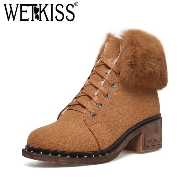wetkiss dark brown ankle boots round toe thick plush female bootie keep warm winter thick heels shoes casual thermal snow shoes, Black
wetkiss dark brown ankle boots round toe thick plush female bootie keep warm winter thick heels shoes casual thermal snow shoes, Black