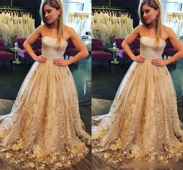 2021 gold strapless prom dresses embroidery tulle floor length custom made evening party gown a line graduation party formal occasion wear, Black
2021 gold strapless prom dresses embroidery tulle floor length custom made evening party gown a line graduation party formal occasion wear, Black