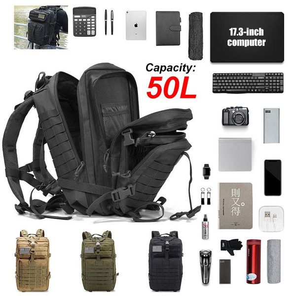 50l large capacity man militarytactical backpacks outdoor waterproof army assault bags 3p sport trekking camping pack
50l large capacity man militarytactical backpacks outdoor waterproof army assault bags 3p sport trekking camping pack