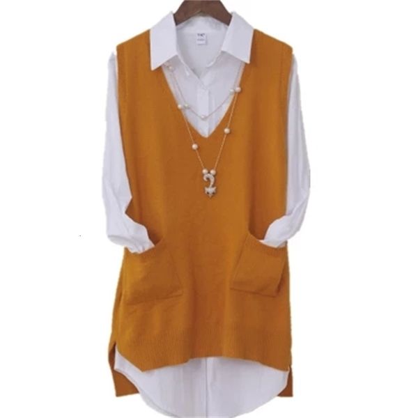 2021 new korea autumn cashmere knitted both sides split loose women sweater vest female sleeveless pull pullover jumper xznm, White;black
2021 new korea autumn cashmere knitted both sides split loose women sweater vest female sleeveless pull pullover jumper xznm, White;black