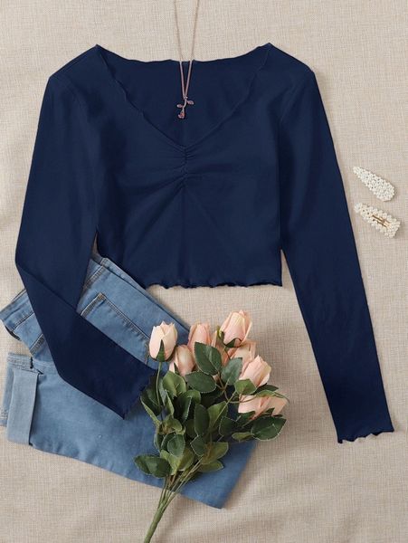 lettuce edge ruched bust solid b0qp#, White
lettuce edge ruched bust solid b0qp#, White