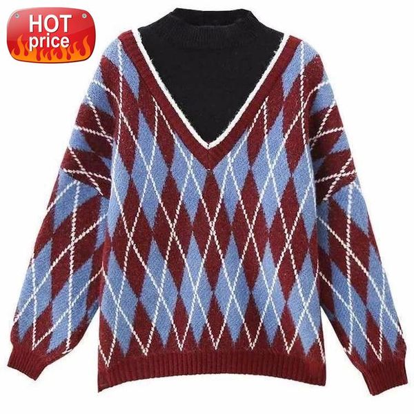 fake two-piece sweater women loose outer wear students korean loose women 2020 new diamond plaid long sleeve pullover #6x9u, White
fake two-piece sweater women loose outer wear students korean loose women 2020 new diamond plaid long sleeve pullover #6x9u, White