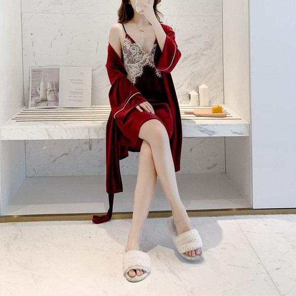 women's sleepwear nightgown set pleuche camisole nightdress 2 pcs female detachable chest pad hollow out ladies nightwear, Black;red
women's sleepwear nightgown set pleuche camisole nightdress 2 pcs female detachable chest pad hollow out ladies nightwear, Black;red
