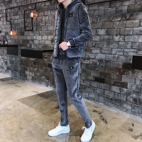 man's winter tracksuit korean velvety thermal three-piece set man sweatsuits add wool thicken plus size man tennis uniform 201109, Gray
man's winter tracksuit korean velvety thermal three-piece set man sweatsuits add wool thicken plus size man tennis uniform 201109, Gray
