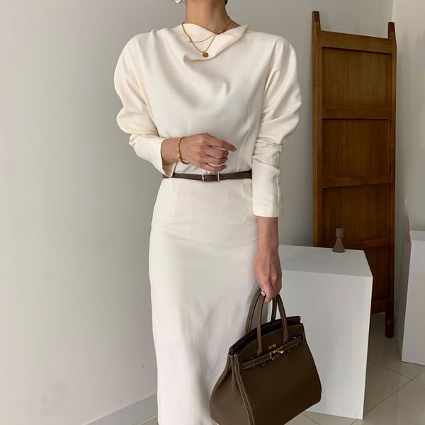 2021 new fancy style women's solid the-neck puff sleeves empire waist wrapped in ribbons office lady dress mid-spring long da7l, Black;gray
2021 new fancy style women's solid the-neck puff sleeves empire waist wrapped in ribbons office lady dress mid-spring long da7l, Black;gray