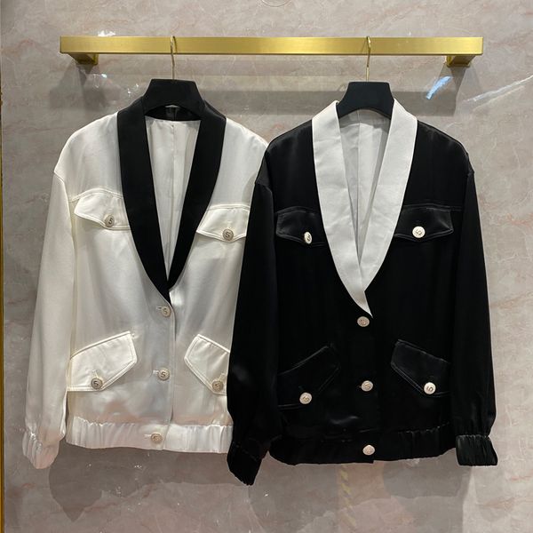 black and white contrast stitching acetic acid white collar suit coat 2021 new fashion men's and women's shoulder loose jacket, Black;brown
black and white contrast stitching acetic acid white collar suit coat 2021 new fashion men's and women's shoulder loose jacket, Black;brown