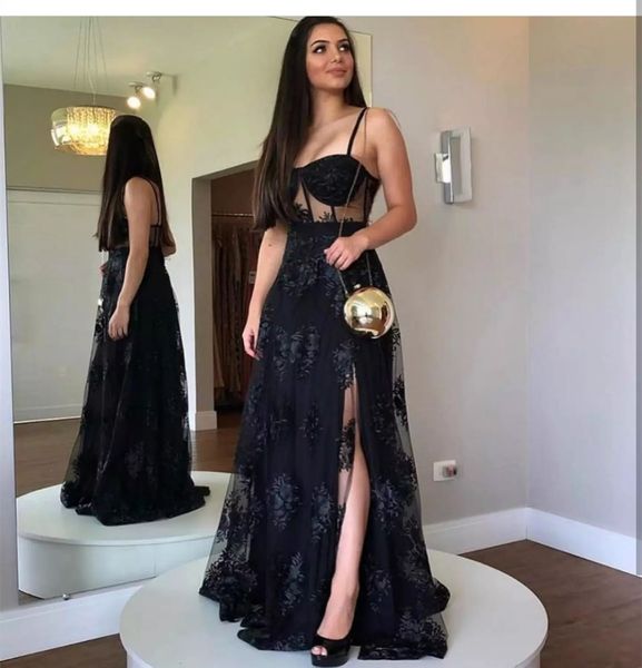 черные вечерние платья 2021 a-line длина пола кружева spaghetti reblads ladyformal party press prom prom thows takens congning elegant split, Black
черные вечерние платья 2021 a-line длина пола кружева spaghetti reblads ladyformal party press prom prom thows takens congning elegant split, Black