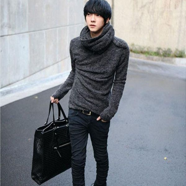 men's sweaters fashion korean mens autumn loose wool thick classic pullover coats black turtleneck sueter hombre, White;black
men's sweaters fashion korean mens autumn loose wool thick classic pullover coats black turtleneck sueter hombre, White;black