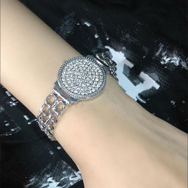 new girl hip-hop rhinestone dial watch double row chain bracelet snap bracelet luxury bracelet accessory gift, Black
new girl hip-hop rhinestone dial watch double row chain bracelet snap bracelet luxury bracelet accessory gift, Black