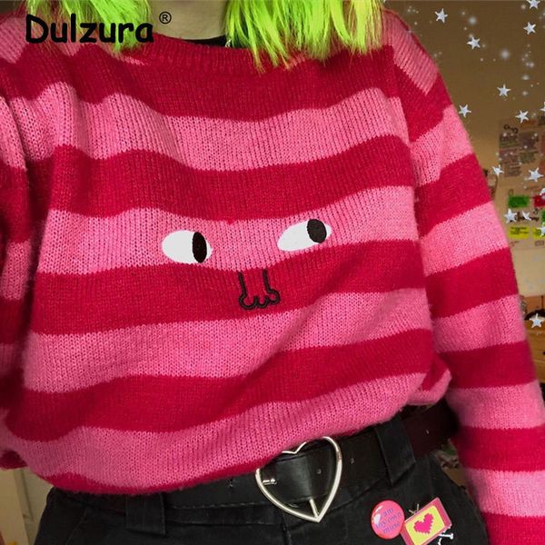 ins funny eyes nose striped knitted pullovers women fashion brand harajuku girls o-neck sweater sweet pink knitwear femme lj201114, White;black
ins funny eyes nose striped knitted pullovers women fashion brand harajuku girls o-neck sweater sweet pink knitwear femme lj201114, White;black