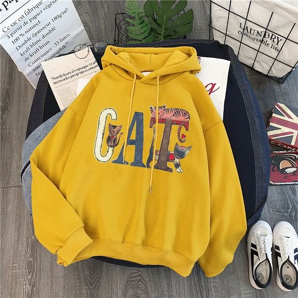 spring hoodies women hooded harajuku thicker plus velvet cartoon cat patchwork leisure girl sweatshirts womens pullovers lj201103, Black
spring hoodies women hooded harajuku thicker plus velvet cartoon cat patchwork leisure girl sweatshirts womens pullovers lj201103, Black