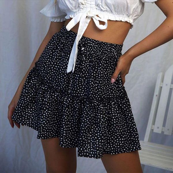 35 women summer skirt casual high waist ruffled dot print beach short skirt tutu femme korean style women tule rok dames, Black
35 women summer skirt casual high waist ruffled dot print beach short skirt tutu femme korean style women tule rok dames, Black