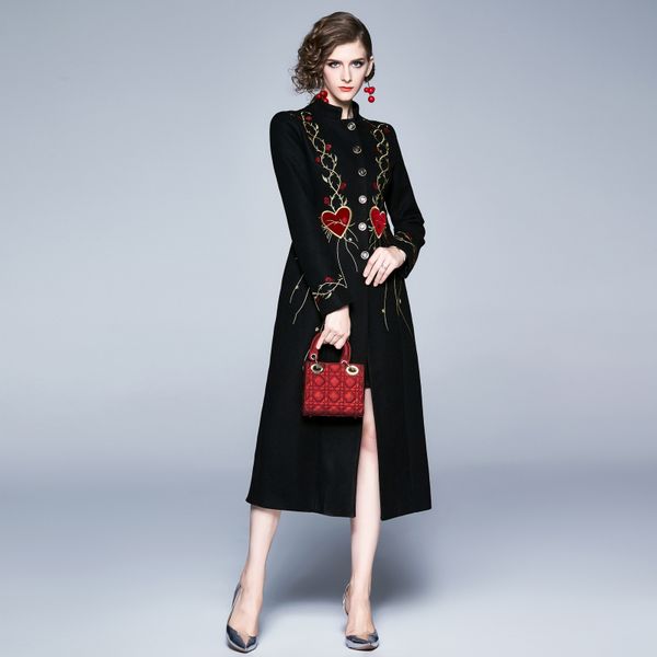 ladies retro embroidered jacket autumn office fine wool fitting 2020 female socialite elegant black luxury long coats
ladies retro embroidered jacket autumn office fine wool fitting 2020 female socialite elegant black luxury long coats