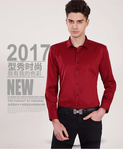 high-end non-iron bamboo fiber men's shirt men's spring new solid color shirt stretch slim long-sleeved1, White;black 
high-end non-iron bamboo fiber men's shirt men's spring new solid color shirt stretch slim long-sleeved1, White;black