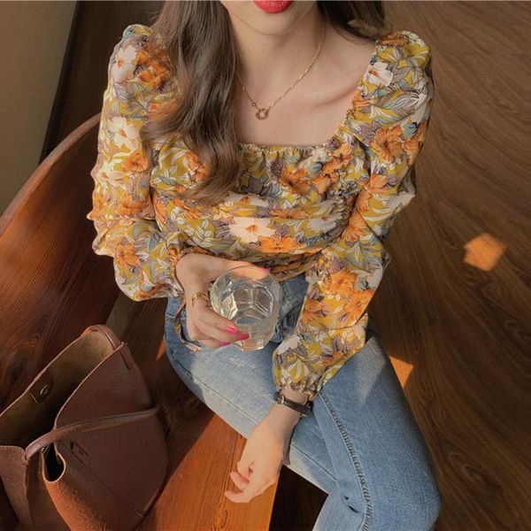 blouse chiffon shirt holiday print retro slim pleat drawstring design short blusas puff long sleeve square collar office lady, White
blouse chiffon shirt holiday print retro slim pleat drawstring design short blusas puff long sleeve square collar office lady, White