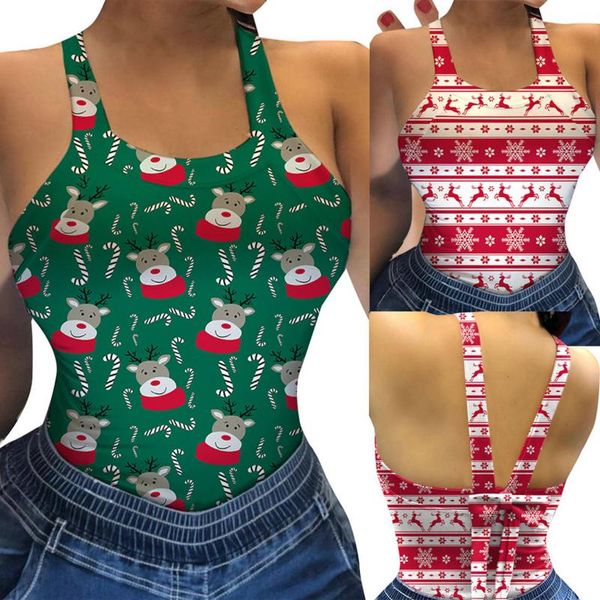 women's tanks & camis 2021 christmas sleeveless halter mesh print underwaist backless tight slim tank, White
women's tanks & camis 2021 christmas sleeveless halter mesh print underwaist backless tight slim tank, White