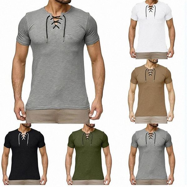 men's t shirt solid color v neck casual daily lace up short sleeve lightweight fashion big and tall sports white army green gray m1pd#, White;black
men's t shirt solid color v neck casual daily lace up short sleeve lightweight fashion big and tall sports white army green gray m1pd#, White;black