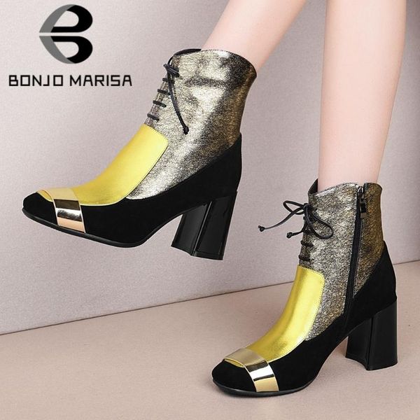 boots bonjomarisa square high heels shoelaces patchwork genuine leather office lady ankle boot stylish winter shoes women, Black
boots bonjomarisa square high heels shoelaces patchwork genuine leather office lady ankle boot stylish winter shoes women, Black
