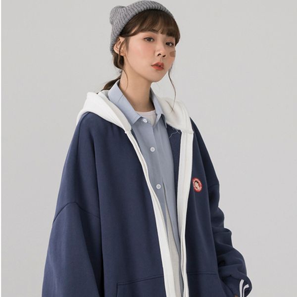 autumn winter korean hooded sweater women's thickened plush loose fake two piece cardigan coat ins medium length fashion, Black
autumn winter korean hooded sweater women's thickened plush loose fake two piece cardigan coat ins medium length fashion, Black