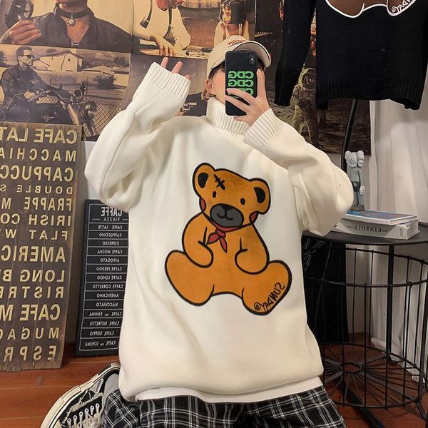 men's sweaters long sleeve knitted turtleneck sweater autumn and winter ins printing cartoon bear warm pullovers loose casual, White;black
men's sweaters long sleeve knitted turtleneck sweater autumn and winter ins printing cartoon bear warm pullovers loose casual, White;black