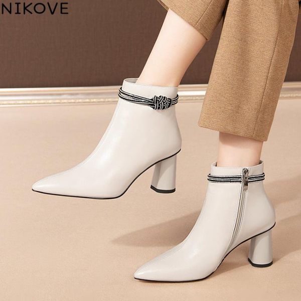 boots nikove 2021 pointed toe women ankle cow leather crystal short square high heel zipper ladies shoes size 34-41, Black
boots nikove 2021 pointed toe women ankle cow leather crystal short square high heel zipper ladies shoes size 34-41, Black