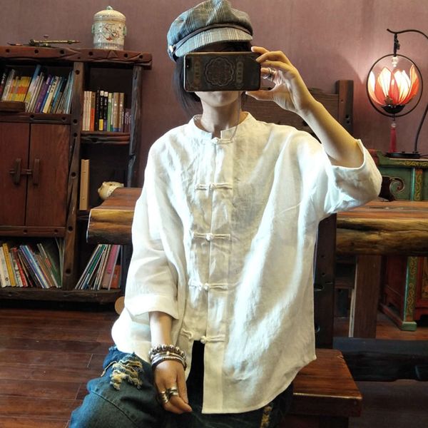 2019 spring fall ancient mud pure linen sand wash shirt thin coat 1311, White
2019 spring fall ancient mud pure linen sand wash shirt thin coat 1311, White
