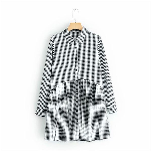 2019 new women vintage plaid printing shirtdress casual slim dress female pleats patchwork vestidos chic business dresses ds1962, Black;gray
2019 new women vintage plaid printing shirtdress casual slim dress female pleats patchwork vestidos chic business dresses ds1962, Black;gray
