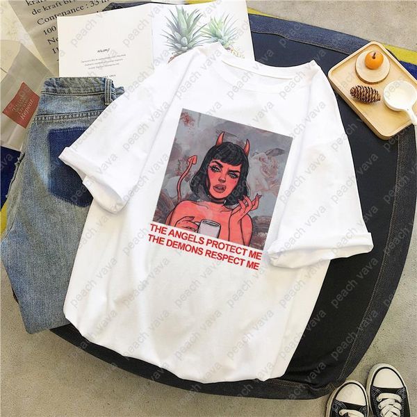 the angels protect me the demons respect me personalized devil cartoon print t-shirt new summer fashion casual loose women, White
the angels protect me the demons respect me personalized devil cartoon print t-shirt new summer fashion casual loose women, White