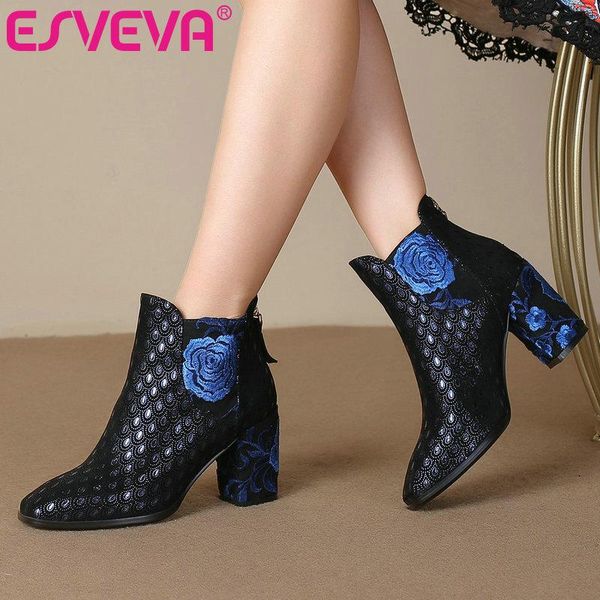 esveva 2020 women shoes winter ankle boots western pointed toe flower leather+pu high heel motorcycle boot size 34-43, Black
esveva 2020 women shoes winter ankle boots western pointed toe flower leather+pu high heel motorcycle boot size 34-43, Black