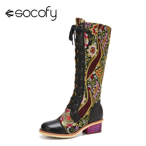 socofy women's shoes retro floral embroidered genuine leather woman boots comfy block heel midcalf boots 2020 winter botas mujer, Black
socofy women's shoes retro floral embroidered genuine leather woman boots comfy block heel midcalf boots 2020 winter botas mujer, Black