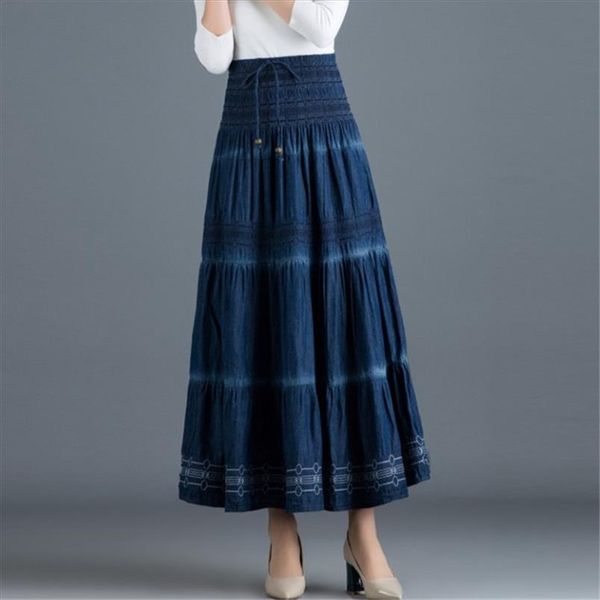 vintage summer maxi skirt casual cotton denim long skirt women elastic waist a line all match loose jeans ds50556, Black
vintage summer maxi skirt casual cotton denim long skirt women elastic waist a line all match loose jeans ds50556, Black