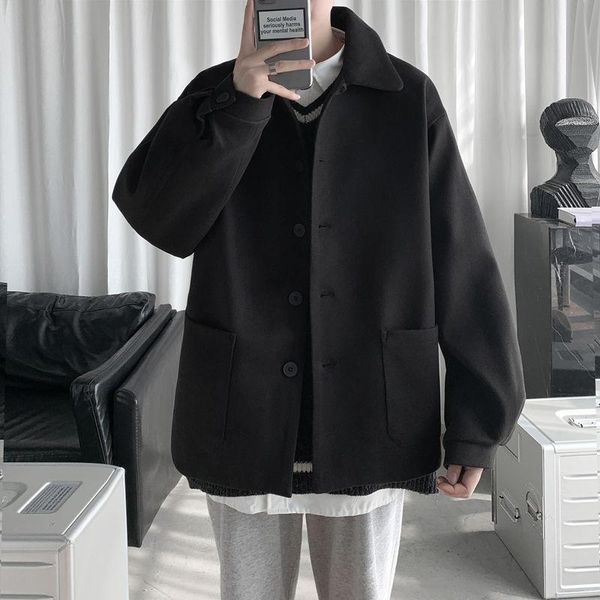 men's wool & blends 2021 autumn winter arrivals ins wind short black woolen jacket fashion korean trend loose overcoat
men's wool & blends 2021 autumn winter arrivals ins wind short black woolen jacket fashion korean trend loose overcoat