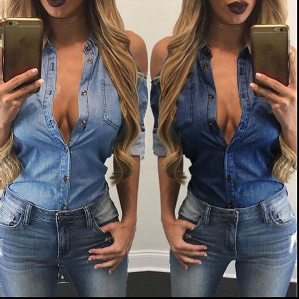 women shirt off shoulder denim blouse blue shirt pocket loose casual female blusa long sleeve dropshipping, White
women shirt off shoulder denim blouse blue shirt pocket loose casual female blusa long sleeve dropshipping, White
