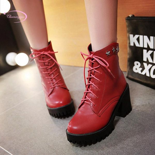 street style autumn ankle boot fashion lace-up metal star waterproof black yellow white red high-heeled riding boots women shoes
street style autumn ankle boot fashion lace-up metal star waterproof black yellow white red high-heeled riding boots women shoes
