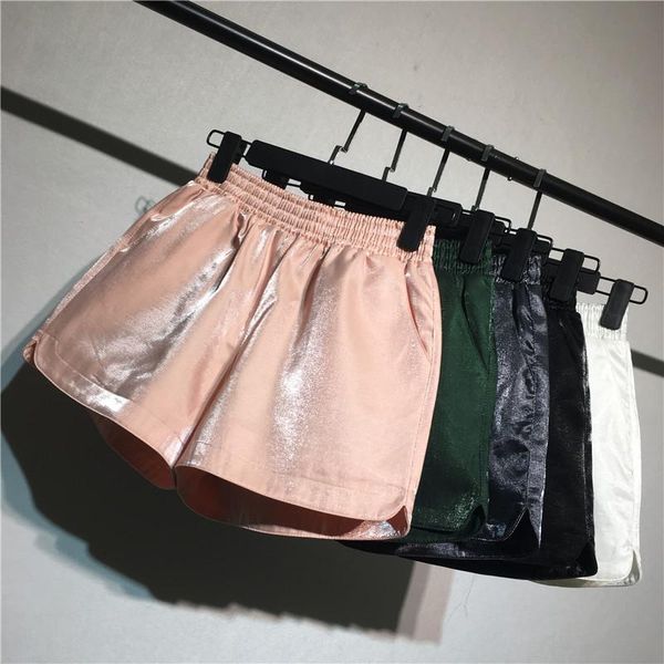 women's shorts cool shine running women summer elastic wide leg pocket a-line female quality, White;black
women's shorts cool shine running women summer elastic wide leg pocket a-line female quality, White;black